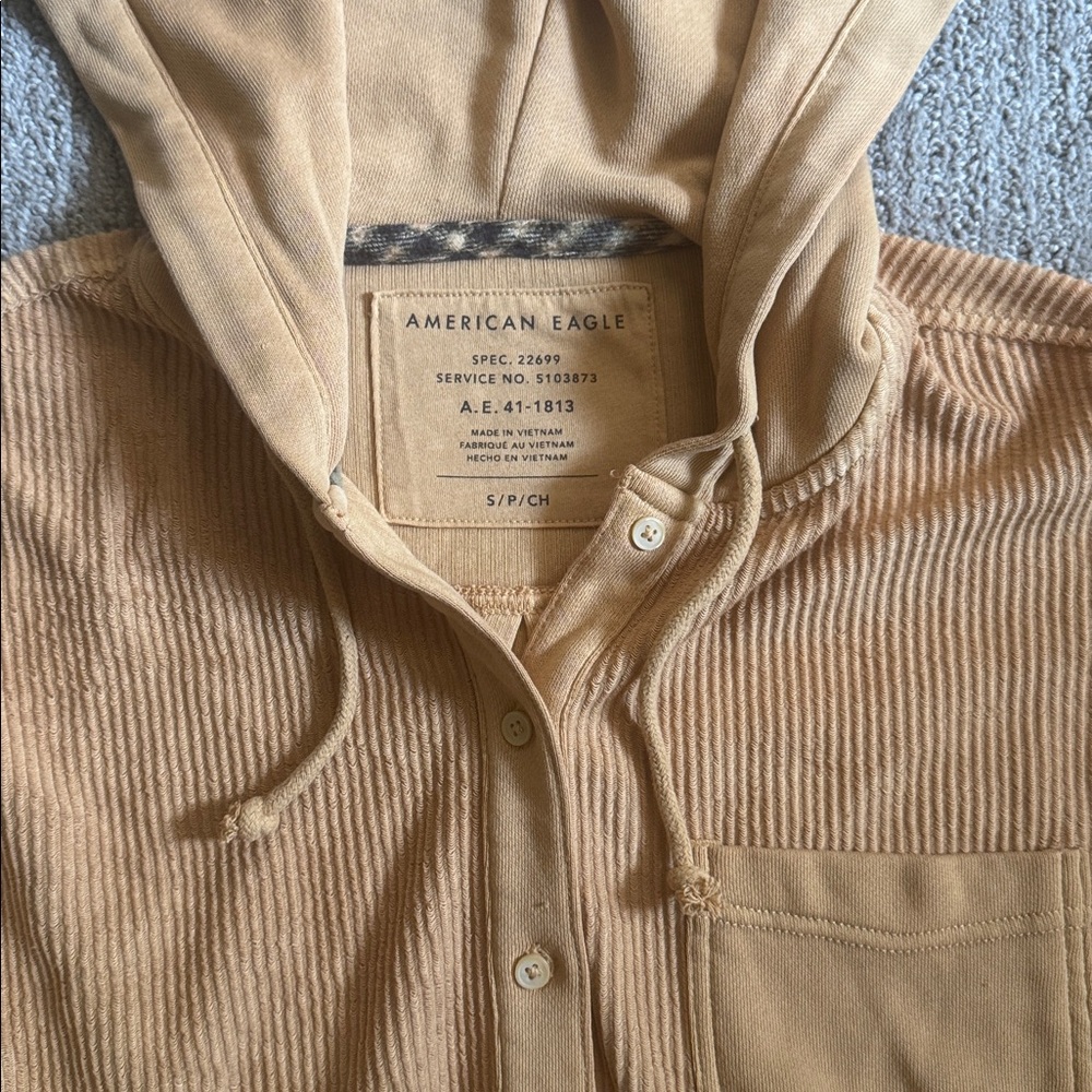 AEO Ribbed Button-Up Hoodie - Picture 3 of 7